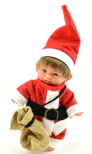 картинка испанские Кукла Джестито "Санта Клаус", улыбается, 18 см , арт. 132U интернет-магазин TuKiTu.ru